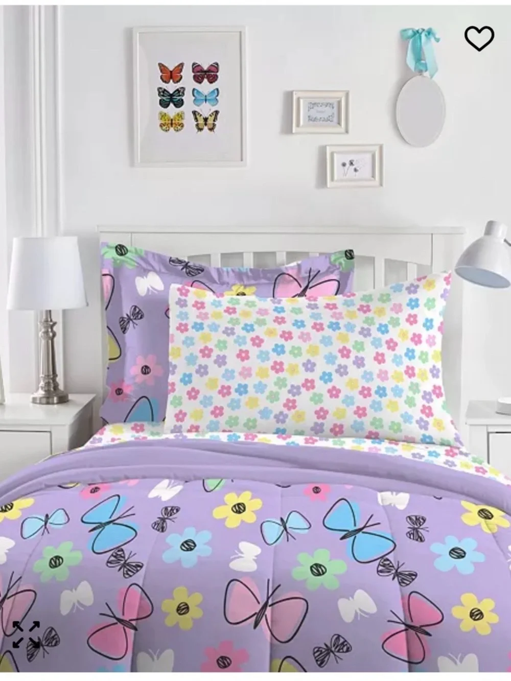 Unbranded Lavender Butterfly & Flower Comforter Set